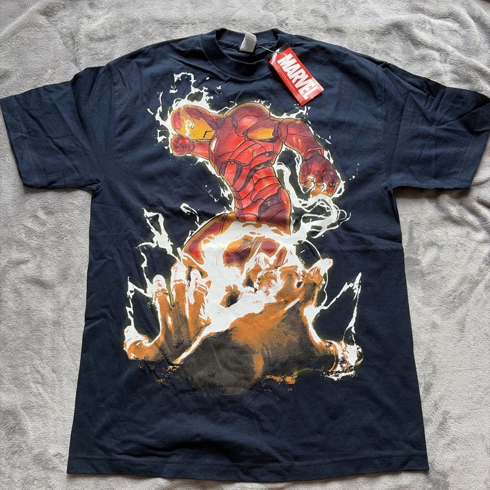Vintage Y2K Marvel Mad Engine T-Shirt Comics Big Print Iron Man Large 2007 - NWT